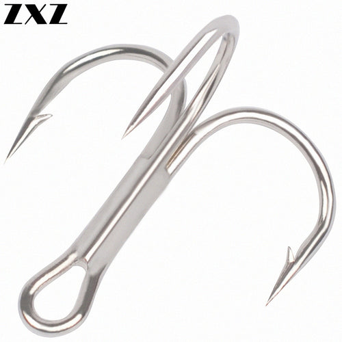50pcs Treble Fishing Hook High Carbon Treble Hooks Super Sharp Solid 2/4/6/8/10/12/14# Triple Barbed Steel Fishhooks Pike Tackle