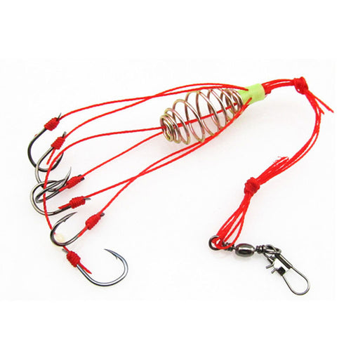 4Pcs/Lot Explosion Fishing Hook Fishing Lure Bait Trap Feeder Cage Sharp Fishing Hook with Stainless Steel Springs