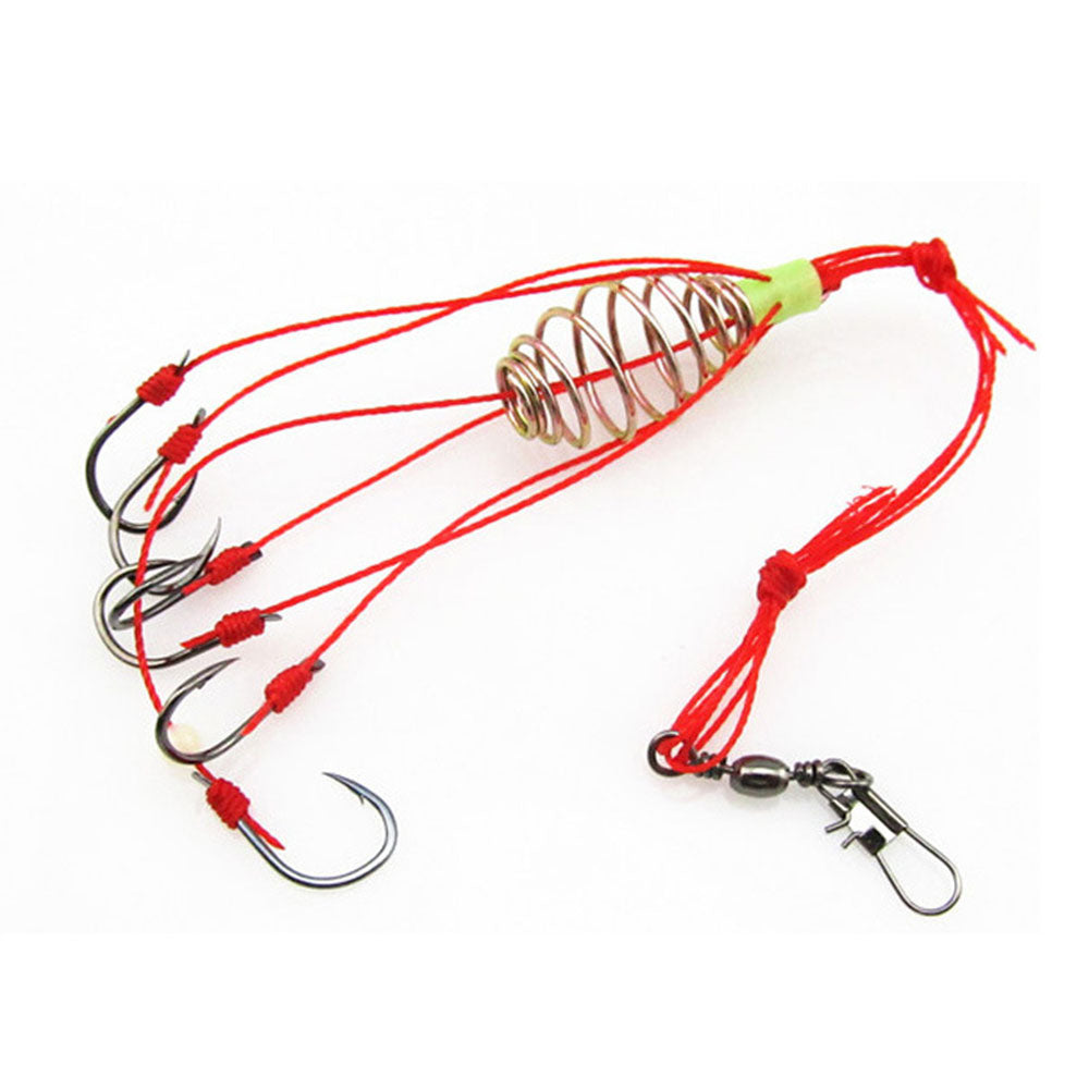 4Pcs/Lot Explosion Fishing Hook Fishing Lure Bait Trap Feeder Cage Sharp Fishing Hook with Stainless Steel Springs