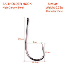 Load image into Gallery viewer, JACKFISH #6-#6/0 Fishing Hook 50pcs Pesca barbed hook Baitholder Black Color Jig Big Hook Sliced Shank High Carbon Steel Hooks