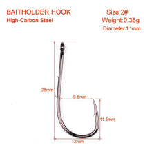 Load image into Gallery viewer, JACKFISH #6-#6/0 Fishing Hook 50pcs Pesca barbed hook Baitholder Black Color Jig Big Hook Sliced Shank High Carbon Steel Hooks