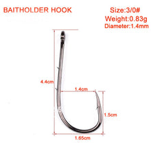 Load image into Gallery viewer, JACKFISH #6-#6/0 Fishing Hook 50pcs Pesca barbed hook Baitholder Black Color Jig Big Hook Sliced Shank High Carbon Steel Hooks