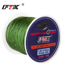 Load image into Gallery viewer, FTK 114M/300M/500M 125Yards PE Braided Wire Fishing Line 4 Strands 0.10mm-0.40mm 8LB-60LB Japan Strong Multifilament Fiber Line