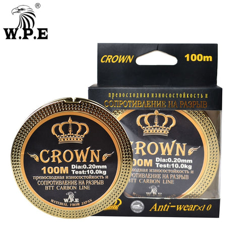 W.P.E Brand CROWN 100m 0.20mm-0.60mm Fluorocarbon coating 10KG-41KG fishing Line Carbon Fiber Carp fishing tackle