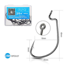 Load image into Gallery viewer, DONQL 10pcs/ Set Fishing Hook Carbon Steel Wide Crank Offset Fishhook For Soft Worm Lure 5/0#-1# Bass Barbed Carp Fishing Hooks