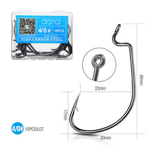 Load image into Gallery viewer, DONQL 10pcs/ Set Fishing Hook Carbon Steel Wide Crank Offset Fishhook For Soft Worm Lure 5/0#-1# Bass Barbed Carp Fishing Hooks