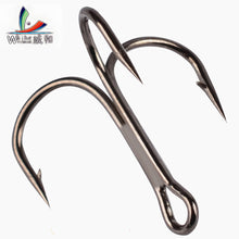 Load image into Gallery viewer, 10pcs Fishing Hooks High Steel Carbon Material Treble Black Fishing Hook Round Folded Saltwater Bass 3/0 # -10 # Tackle Tools