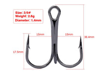 Load image into Gallery viewer, 10pcs Fishing Hooks High Steel Carbon Material Treble Black Fishing Hook Round Folded Saltwater Bass 3/0 # -10 # Tackle Tools