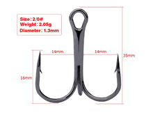 Load image into Gallery viewer, 10pcs Fishing Hooks High Steel Carbon Material Treble Black Fishing Hook Round Folded Saltwater Bass 3/0 # -10 # Tackle Tools