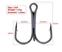 Load image into Gallery viewer, 10pcs Fishing Hooks High Steel Carbon Material Treble Black Fishing Hook Round Folded Saltwater Bass 3/0 # -10 # Tackle Tools