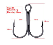 Load image into Gallery viewer, 10pcs Fishing Hooks High Steel Carbon Material Treble Black Fishing Hook Round Folded Saltwater Bass 3/0 # -10 # Tackle Tools