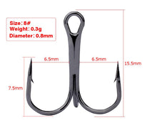 Load image into Gallery viewer, 10pcs Fishing Hooks High Steel Carbon Material Treble Black Fishing Hook Round Folded Saltwater Bass 3/0 # -10 # Tackle Tools