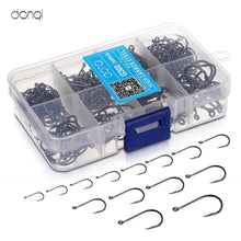 Load image into Gallery viewer, DONQL 300pcs/Box High Carbon Steel Fishing hooks Mixed Size Barbed jig hook Carp Fishing Jig Head for Fly fishing Accessories