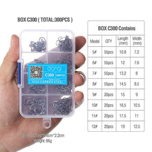 Load image into Gallery viewer, DONQL 300pcs/Box High Carbon Steel Fishing hooks Mixed Size Barbed jig hook Carp Fishing Jig Head for Fly fishing Accessories