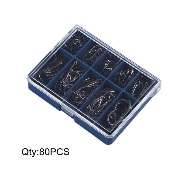 80pcs Fishing Bait Hooks 10 Sizes With Carry Box High Carbon Steel Fishing Hooks Overturned Hooks For Fly Fishing Accessories