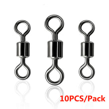 Load image into Gallery viewer, 10-50PCS Fishing Swivel Sizes Solid Connector Ball Bearing  Snap Fishing Swivels Rolling  Stainless Steel Beads