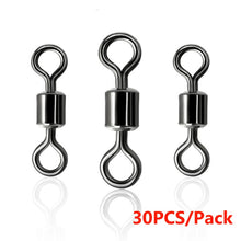 Load image into Gallery viewer, 10-50PCS Fishing Swivel Sizes Solid Connector Ball Bearing  Snap Fishing Swivels Rolling  Stainless Steel Beads