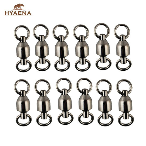 Hyaena 50pcs Ball Bearing Fishing Swivel/Solid Ring Brass/ Nickle Sea Fishing Swivels Connector Size1#-8#