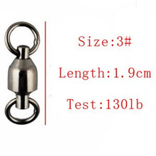 Load image into Gallery viewer, Hyaena 50pcs Ball Bearing Fishing Swivel/Solid Ring Brass/ Nickle Sea Fishing Swivels Connector Size1#-8#