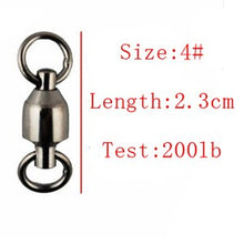 Load image into Gallery viewer, Hyaena 50pcs Ball Bearing Fishing Swivel/Solid Ring Brass/ Nickle Sea Fishing Swivels Connector Size1#-8#