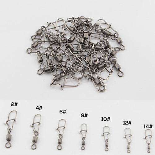 30Pcs 2#-14# Stainless Steel Fishhook Fishing Connector Pin Bearing Rolling Swivel Snap Pins Fishing Tackle Accessories