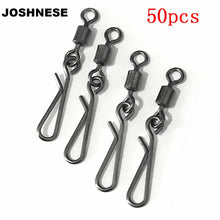 Load image into Gallery viewer, JOSHNESE 50pcs/pack 2/4/6/8# Bearing Fishing Swivels Snap Rolling Connector Swivels Fishing Accessories
