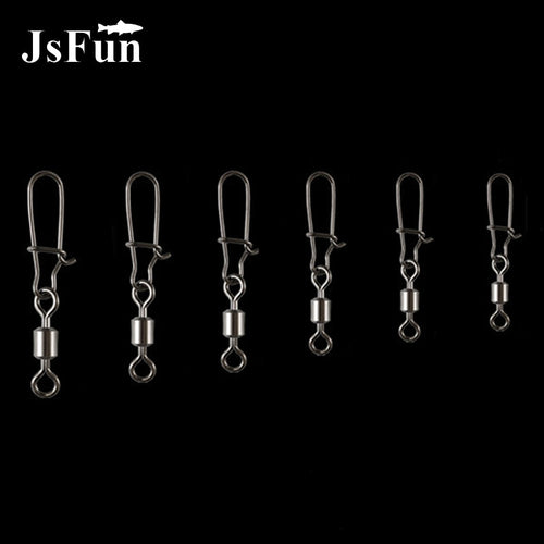 20PCS/lot Fishing Connector 2# 4# 6# 8#10# 12#14# Stainless Steel Pin Bearing Rolling Swivel Snap Fishhook Lure Tackle PJ87