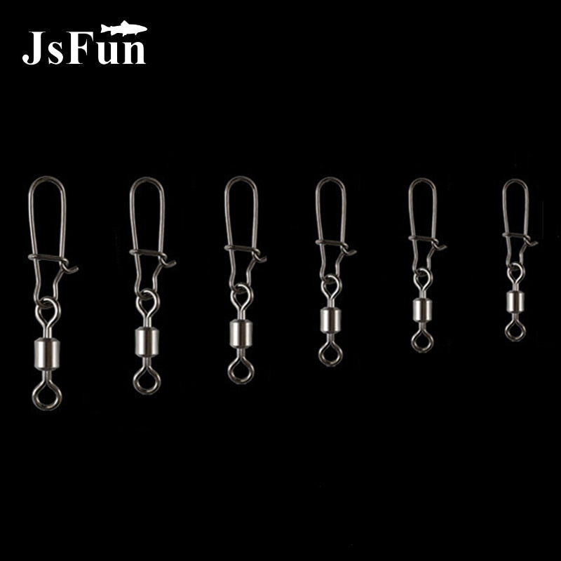 20PCS/lot Fishing Connector 2# 4# 6# 8#10# 12#14# Stainless Steel Pin Bearing Rolling Swivel Snap Fishhook Lure Tackle PJ87