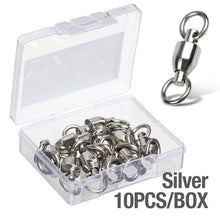 Load image into Gallery viewer, DONQL 10/20/50/pcs/lot Heavy Duty Fishing Lures Connector Bearing Stainless Steel Rolling Swivels Solid Rings Connector 0# - 8#