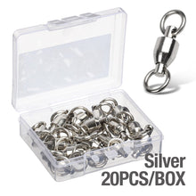 Load image into Gallery viewer, DONQL 10/20/50/pcs/lot Heavy Duty Fishing Lures Connector Bearing Stainless Steel Rolling Swivels Solid Rings Connector 0# - 8#