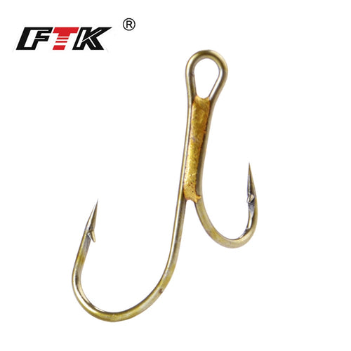 Fish King 20Pcs Barbed Golden Double Fishing Hooks Ryder Pike Dead Bait Predator Salmon Trout Perch Ringed Zander twin hook