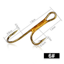 Load image into Gallery viewer, Fish King 20Pcs Barbed Golden Double Fishing Hooks Ryder Pike Dead Bait Predator Salmon Trout Perch Ringed Zander twin hook