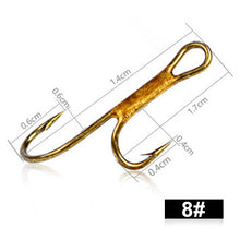 Load image into Gallery viewer, Fish King 20Pcs Barbed Golden Double Fishing Hooks Ryder Pike Dead Bait Predator Salmon Trout Perch Ringed Zander twin hook