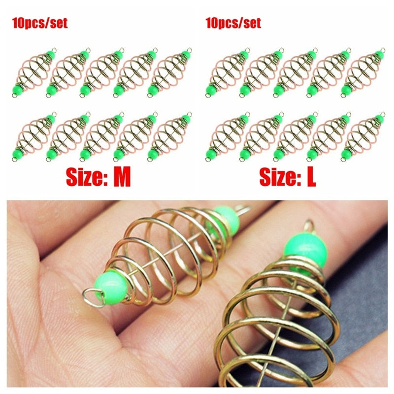 10 Pcs/Set Hanging Tackle Stainless Steel Feeder Spring Lure Fishing Bait