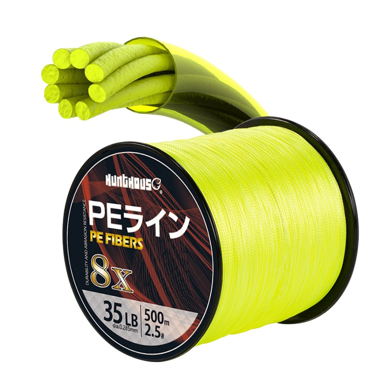 Hunthous braided line 8 strands cores pe fishing line multifilament wicker fishing cord string 300m 500m 1000m for bass