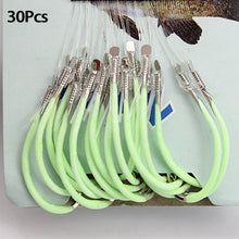 Load image into Gallery viewer, 30PCS Fluorescent Reliable Luminous Fishing Tackle Practical With Barbed Line Hook Carbon Steel Portable Fishing Accessories