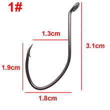 Load image into Gallery viewer, Hyaena 50pcs/lot 10#- 8/0 Catfish Hooks Inward Bending Circle Hooks Black Offset Wide Gap  Short Shank Fishing Hooks