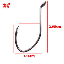 Load image into Gallery viewer, Hyaena 50pcs/lot 10#- 8/0 Catfish Hooks Inward Bending Circle Hooks Black Offset Wide Gap  Short Shank Fishing Hooks