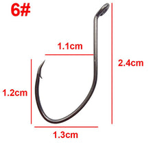 Load image into Gallery viewer, Hyaena 50pcs/lot 10#- 8/0 Catfish Hooks Inward Bending Circle Hooks Black Offset Wide Gap  Short Shank Fishing Hooks