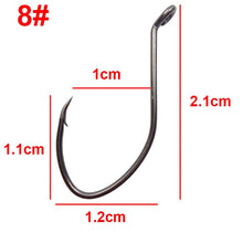 Load image into Gallery viewer, Hyaena 50pcs/lot 10#- 8/0 Catfish Hooks Inward Bending Circle Hooks Black Offset Wide Gap  Short Shank Fishing Hooks