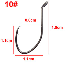 Load image into Gallery viewer, Hyaena 50pcs/lot 10#- 8/0 Catfish Hooks Inward Bending Circle Hooks Black Offset Wide Gap  Short Shank Fishing Hooks
