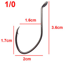 Load image into Gallery viewer, Hyaena 50pcs/lot 10#- 8/0 Catfish Hooks Inward Bending Circle Hooks Black Offset Wide Gap  Short Shank Fishing Hooks