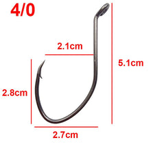 Load image into Gallery viewer, Hyaena 50pcs/lot 10#- 8/0 Catfish Hooks Inward Bending Circle Hooks Black Offset Wide Gap  Short Shank Fishing Hooks
