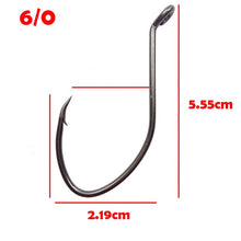 Load image into Gallery viewer, Hyaena 50pcs/lot 10#- 8/0 Catfish Hooks Inward Bending Circle Hooks Black Offset Wide Gap  Short Shank Fishing Hooks