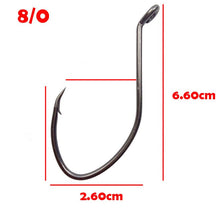 Load image into Gallery viewer, Hyaena 50pcs/lot 10#- 8/0 Catfish Hooks Inward Bending Circle Hooks Black Offset Wide Gap  Short Shank Fishing Hooks