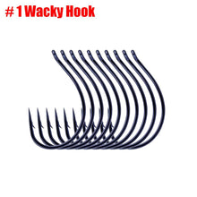 Load image into Gallery viewer, 10PCS Barbed Hook Wacky Hook Drop-Shot Rig Worm Wide Gap Fishhook High Carbon Steel Fishing Hook On For Bass Carp Fishing Tackle