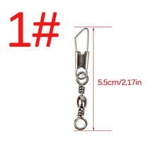 Load image into Gallery viewer, 50pcs/Lot Stainless Steel Fishing Connector Pin Bearing Rolling Swivel 1#2#4#6#8#10#12#14# Lure Tackle FishHook Accessorries