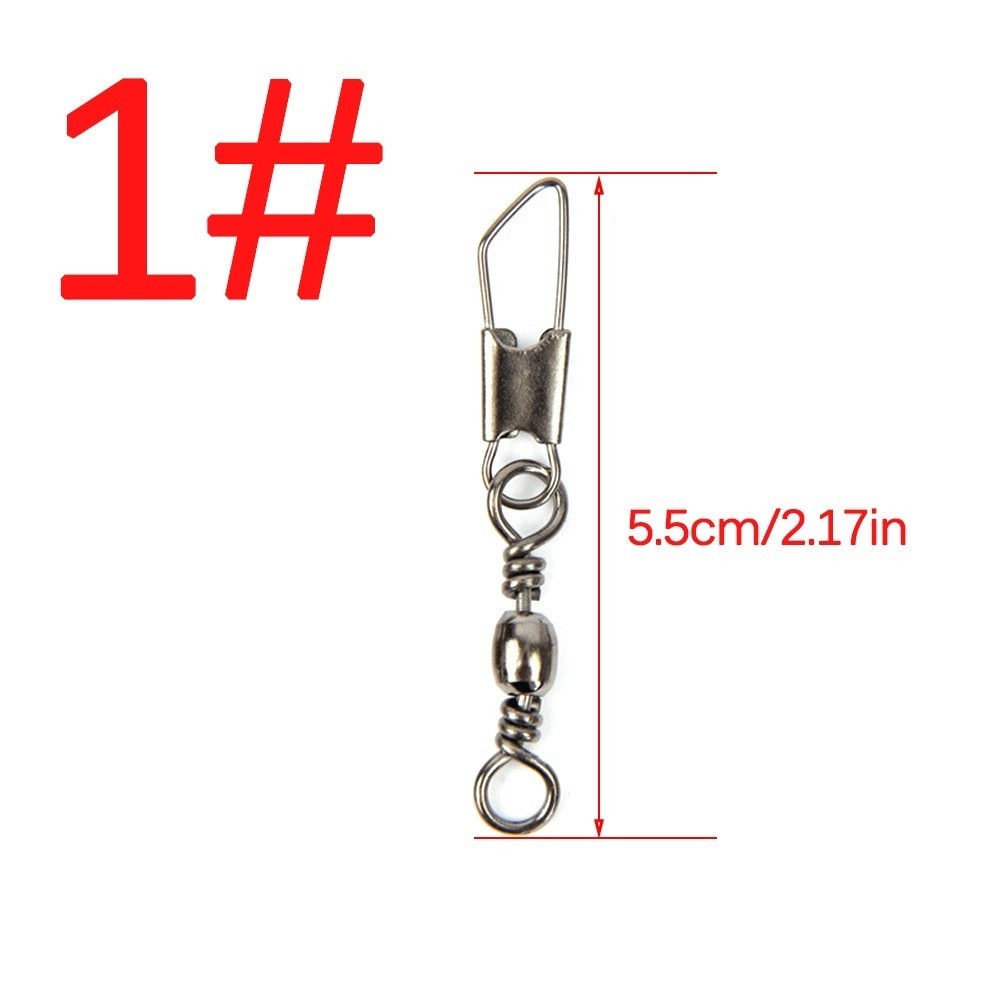 50pcs/Lot Stainless Steel Fishing Connector Pin Bearing Rolling Swivel 1#2#4#6#8#10#12#14# Lure Tackle FishHook Accessorries