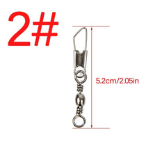 Load image into Gallery viewer, 50pcs/Lot Stainless Steel Fishing Connector Pin Bearing Rolling Swivel 1#2#4#6#8#10#12#14# Lure Tackle FishHook Accessorries