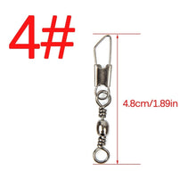 Load image into Gallery viewer, 50pcs/Lot Stainless Steel Fishing Connector Pin Bearing Rolling Swivel 1#2#4#6#8#10#12#14# Lure Tackle FishHook Accessorries